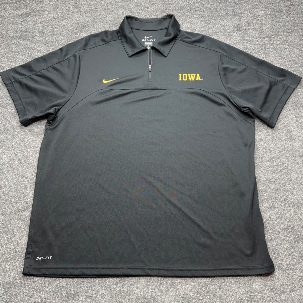 Nike Iowa Hawkeyes Dri-FIT Quarter Zip Polo Shirt Mens XL Black Short Sleeve